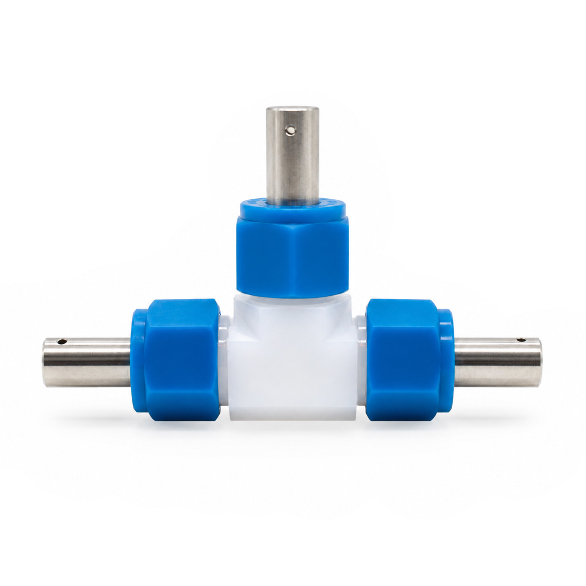 Reusable 1/2-inch PFA three-electrode battery test cell, complete assembly