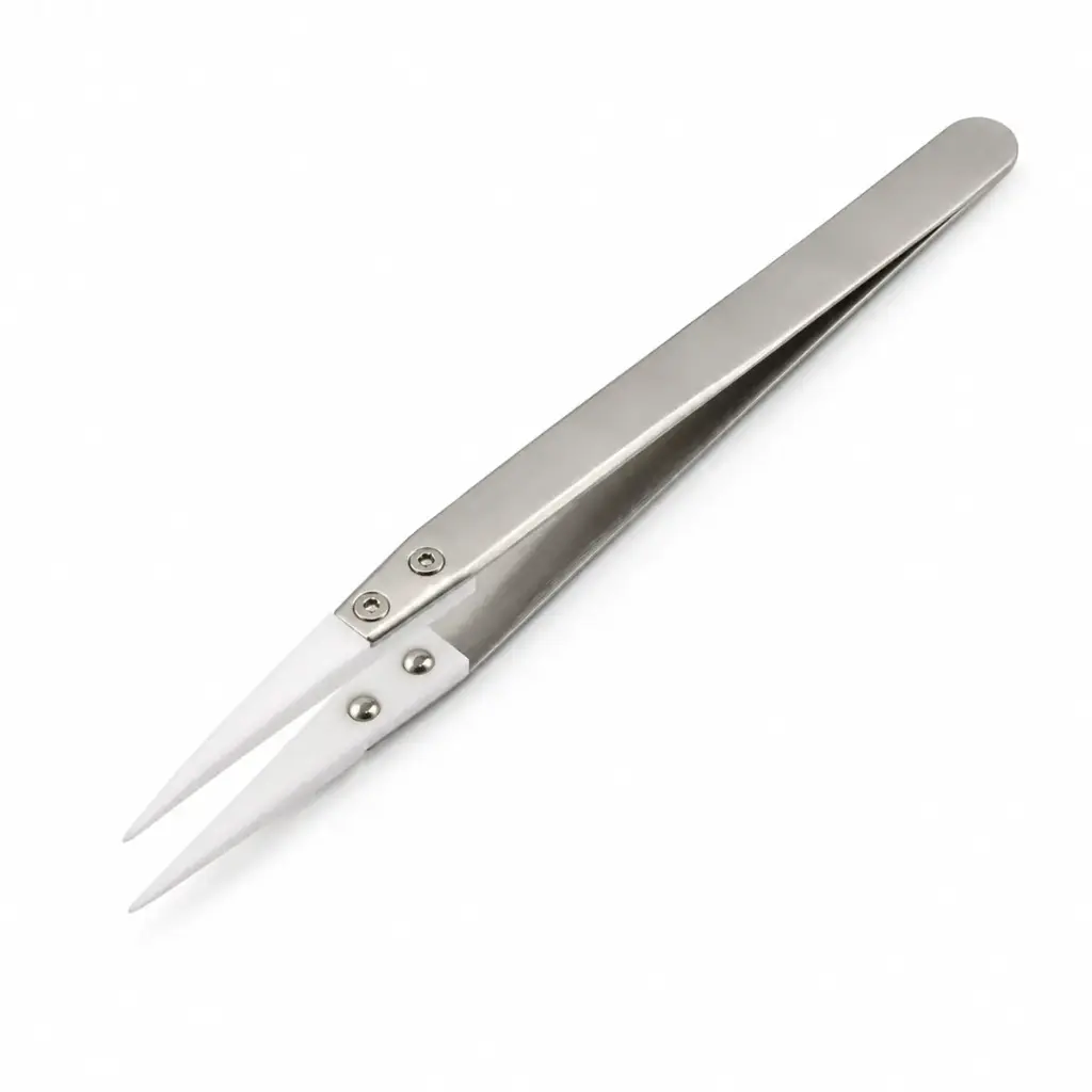 PTFE-Tip Precision Tweezers — Fine Straight Tip