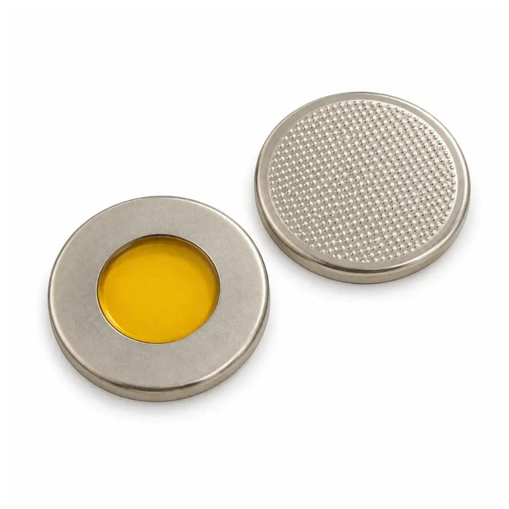 CR2016 single-window Kapton coin-cell case set; representative configuration