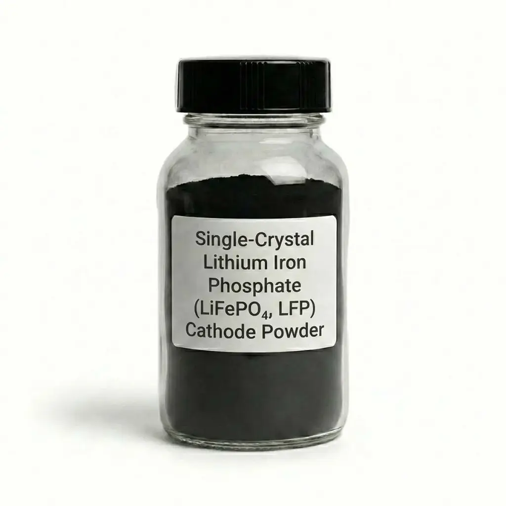 Single-Crystal Lithium Iron Phosphate (LiFePO₄, LFP) Cathode Powder for Li-ion Battery Research – 150 g