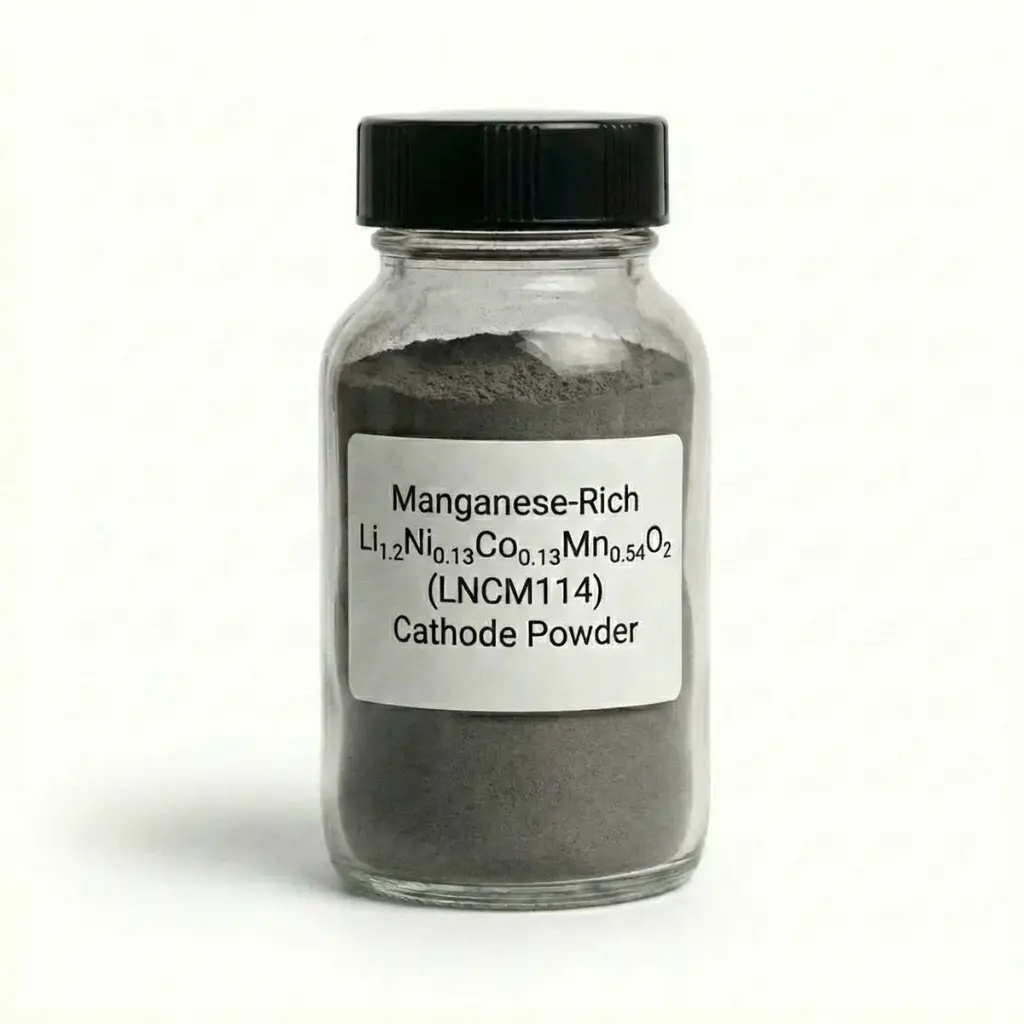 Manganese-Rich Li₁.₂Ni₀.₁₃Co₀.₁₃Mn₀.₅₄O₂ (LNCM114) Cathode Powder