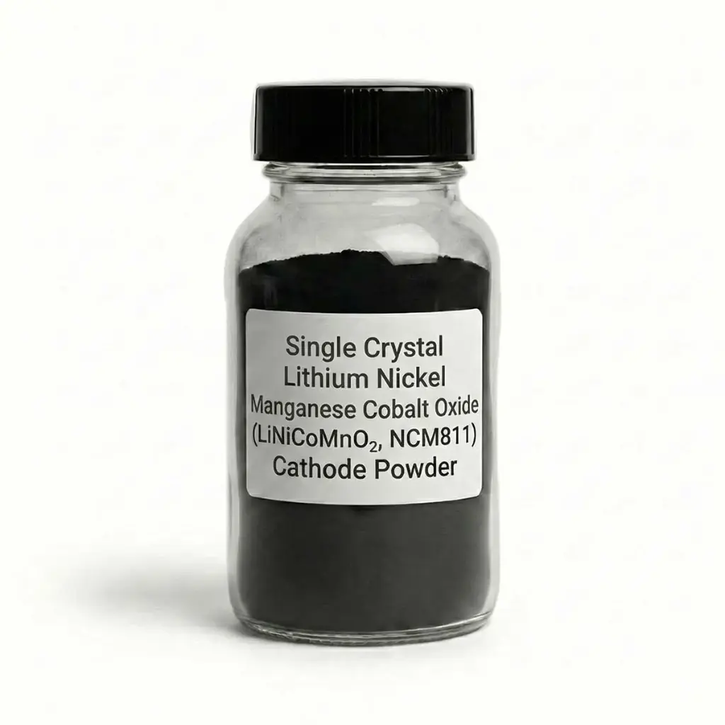 Single Crystal Lithium Nickel Manganese Cobalt Oxide (LiNiCoMnO₂, NCM811) Cathode Powder for Li-ion Battery Research – 200 g