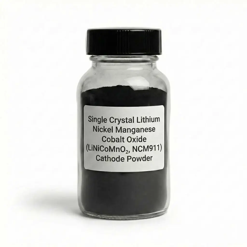 Single Crystal Lithium Nickel Manganese Cobalt Oxide (LiNiCoMnO₂, NCM911) Cathode Powder for Li-ion Battery Research – 200 g