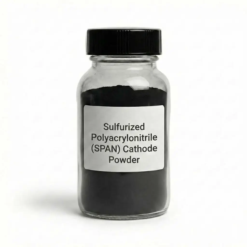 Sulfurized Polyacrylonitrile (SPAN) Cathode Powder for Lithium–Sulfur (Li–S) Battery Research – 50 g